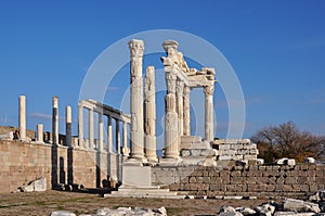 columns of the ancient city Pergamon & x28; Bergama& x29;, Turkey