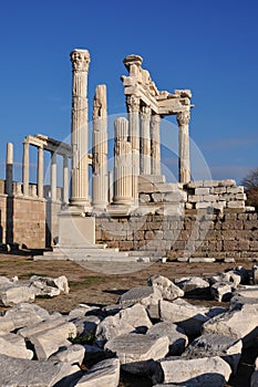 columns of the ancient city Pergamon & x28; Bergama& x29;, Turkey