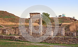 Columns in ancient Pantikapey. Kerch, Ukraine