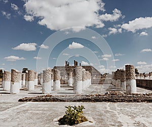 Columns. ancient ruins of Tula de Allende, Mexico