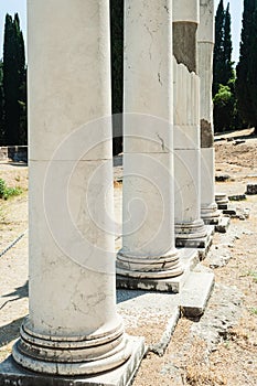 Columns at ancient site of Asclepeion in Kos Island, Greece