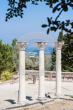 Columns at ancient site of Asclepeion in Kos Island, Greece