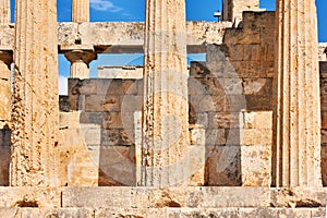 Columns of ancient temple of Aphaea