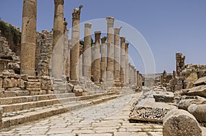 Columns of the cardo maximus, Ancient Roman city of Gerasa of An