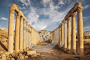 Columns of the cardo maximus, Ancient Roman city of Gerasa of Antiquity , modern Jerash photo