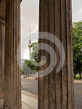 Columns in the center of a European city.