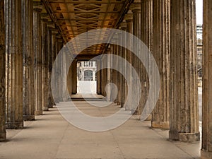 Columns in the center of a European city.