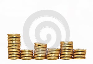 Columns of chocolate gold money coins