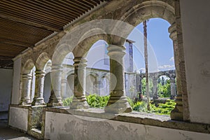 Columns of the cloister of a monastery, Santa MarÃ­a de Ferreira de Pallares