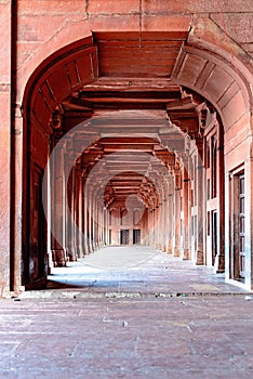 Columns and corridor detail at Fatehpur Sikri, India