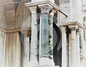 Columns of different stone, colour and shape in Venice (Italy) photo
