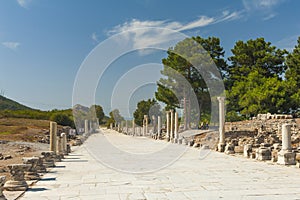 Columns in Ephesus in Turkey