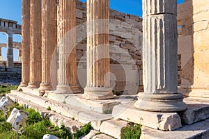 Columns of Erechtheion temple on the Acropolis, Athens, Greece