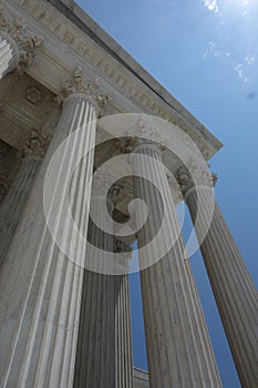 Columns at the front entrance to the US Supreme Court building in Washington DC