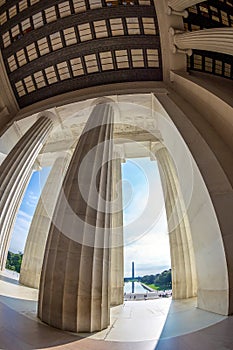 Columns and George Washington Memorial in background, from Abraham Lincoln Memorial