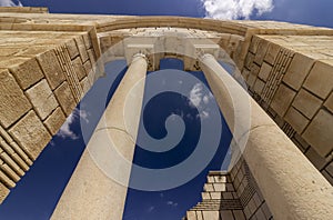 Columns of the great basilica in the old capital Pliska in Bulgaria near the town of Shumen