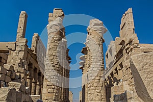 Columns of the Great Hypostyle Hall in the Amun Temple enclosure in Karnak, Egy