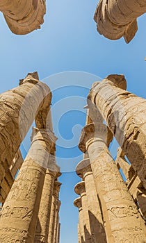 Columns of the Great Hypostyle Hall in the Amun Temple enclosure in Karnak, Egy