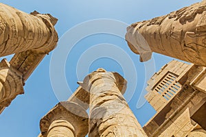 Columns of the Great Hypostyle Hall in the Amun Temple enclosure in Karnak, Egy