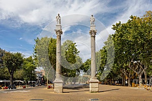 Roman columns at Alameda de Hercules in Seville, Spain photo