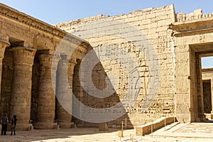 Columns and a hieroglyph wall at Medinet Habu