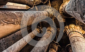 Columns and hieroglyphs in the Temple of Khnum at Esna