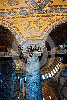 The Columns inside Hagia Sophia on display