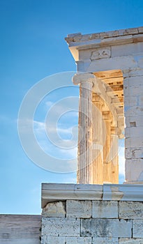 Columns of the Ionic order, the Temple of Athena Nike Acropolis in Athens