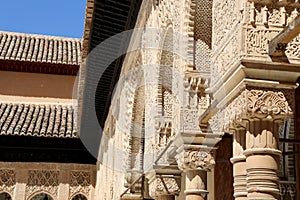 Columns in Islamic (Moorish) style in Alhambra, Granada, Spain