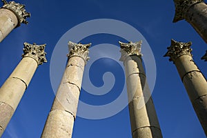 Columns in Jerash. Jordan