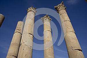 Columns in Jerash. Jordan
