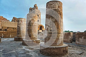 Columns in Kom Ombo temple in Egypt