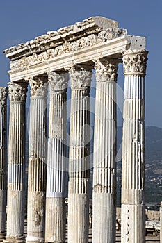 Columns in Laodikya Ancient City in Denizli, Turkey