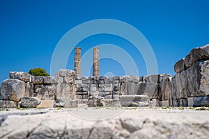 Columns of Leto Temple in Letoon ancient city. Letoon was the religious centre of Xanthos and the Lycian League photo
