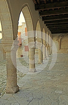 Columns in medieval church, Omodos village, Cyprus