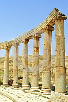 Columns from the oval forum in Jerash, Jordan