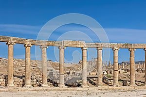 Columns at Oval Plaza at Jerash. Jordan