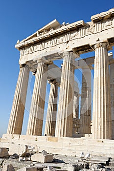 Columns of Parthenon in Acropolis of Athens