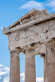 Columns of the Parthenon in the Acropolis of Athens in Greece