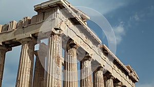 Columns of Parthenon - antique temple in Athenian Acropolis in Greece