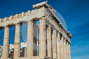 Columns of the Parthenon at the Athens Acropolis