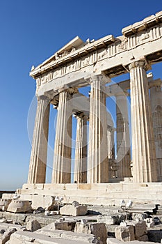 Columns of Parthenon temple in Athenian Acropolis