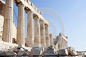 Columns of Parthenon temple in Athens