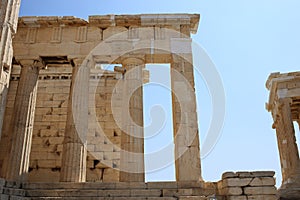 Columns of Propylaia in Athens Acropolis