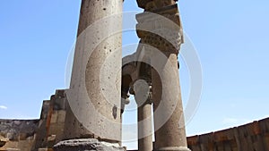 Columns of ruined Armenian temple called Vigil Forces, unesco world heritage