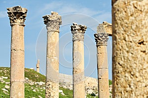 Columns of ruined Greco-Roman city in Jerash