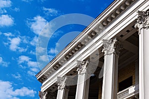 Columns of russian theatre building in Moscow