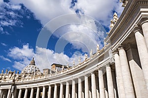 Columns in Saint Peter`s Square, Vatican city