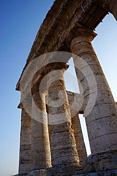 The columns of the Segesta temple in Sicily