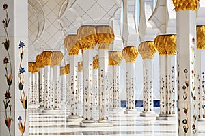 Columns of Sheikh Zayed Mosque in Abu Dhabi, UAE